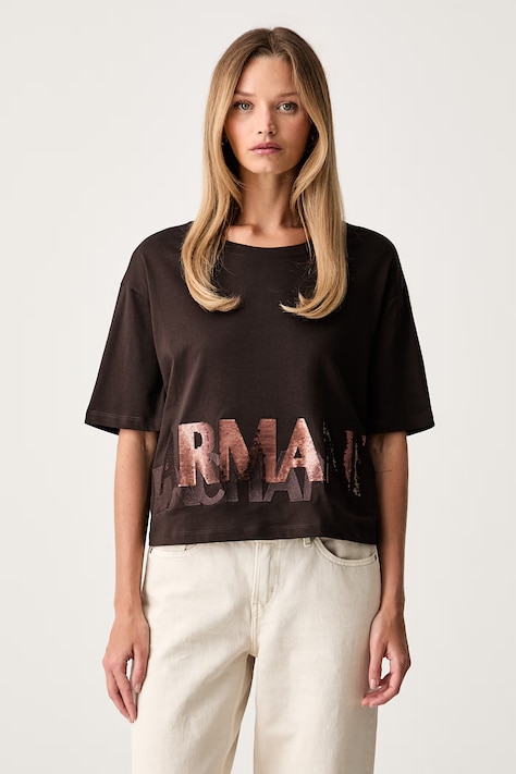 Armani Exchange majica za žene od pamuka smeđa XW002779 AF10356