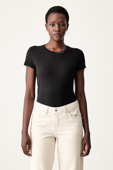 Armani Exchange basic tričko dámske bavlnené s elastanom čierne XW002743 AF23955