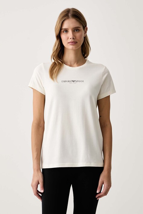 Emporio Armani Underwear T-shirt lounge damski bawełniany z elastanem beżowy EW000408 AF27298