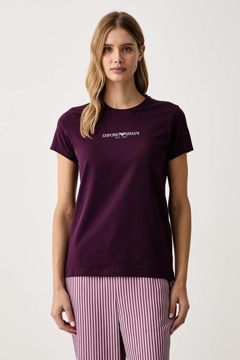 Emporio Armani Underwear T-shirt lounge damski bawełniany z elastanem fioletowy EW000408 AF27298