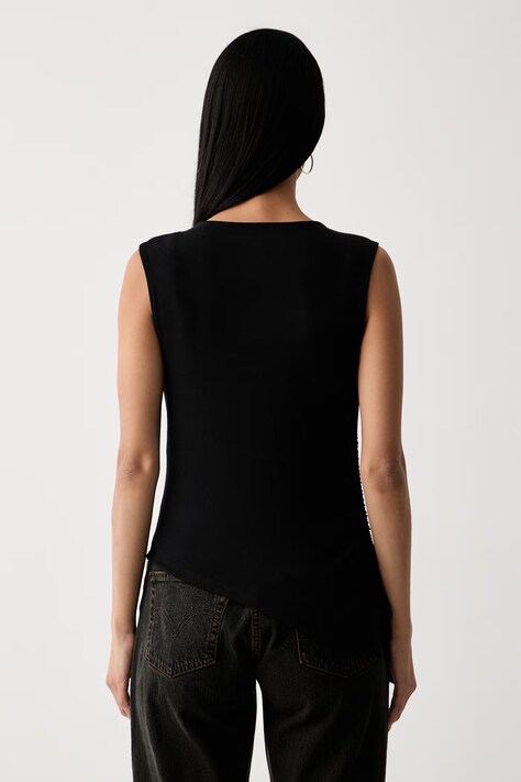 Levi's top damski z bawełną ALILA ASYMMETRICAL SL czarny 0086N