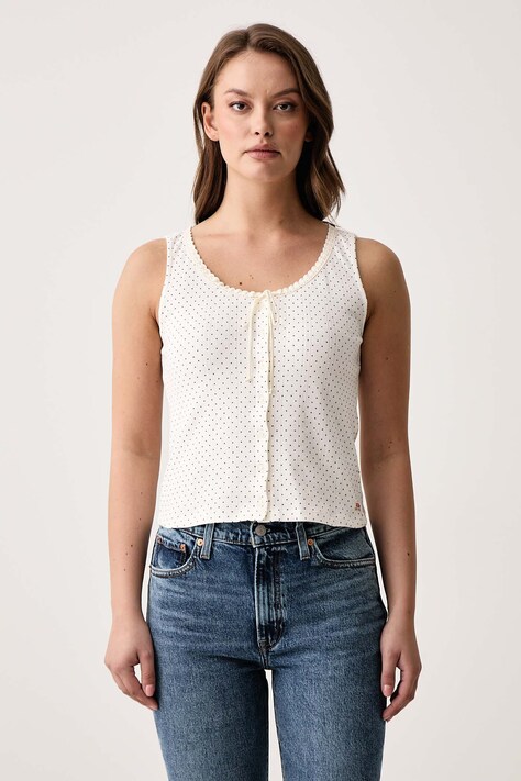 Levi's Top damski z bawełną DRY GOODS POINTELLE LACE TANK beżowy 0086L