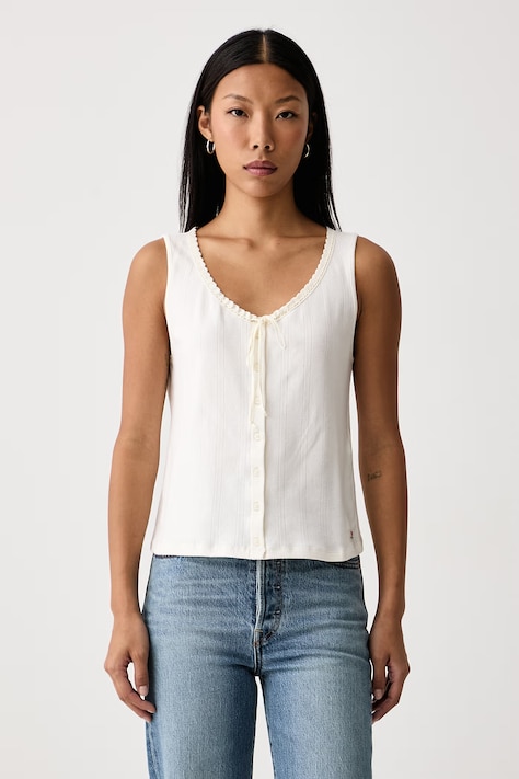 Levi's Top ženski s pamukom DRY GOODS POINTELLE LACE TANK bež 0086L