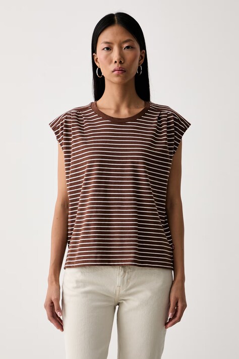 Levi's top damski bawełniany PLEATED MUSCLE TANK brązowy 0085U