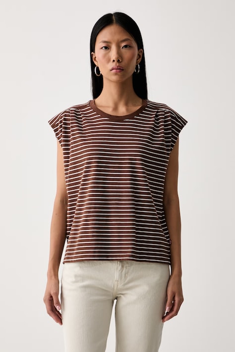 Levi's τοπ γυναικείο βαμβακερό PLEATED MUSCLE TANK καφέ 0085U