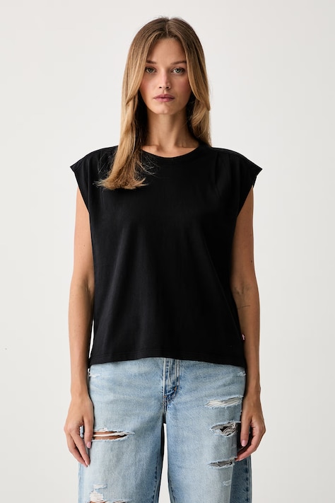 Levi's top za žene od pamuka PLEATED MUSCLE TANK crni 0085U