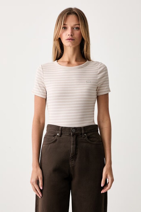 Levi's t-shirt γυναικείο βαμβακερό με ελαστάν HAYES μπεζ 001J3