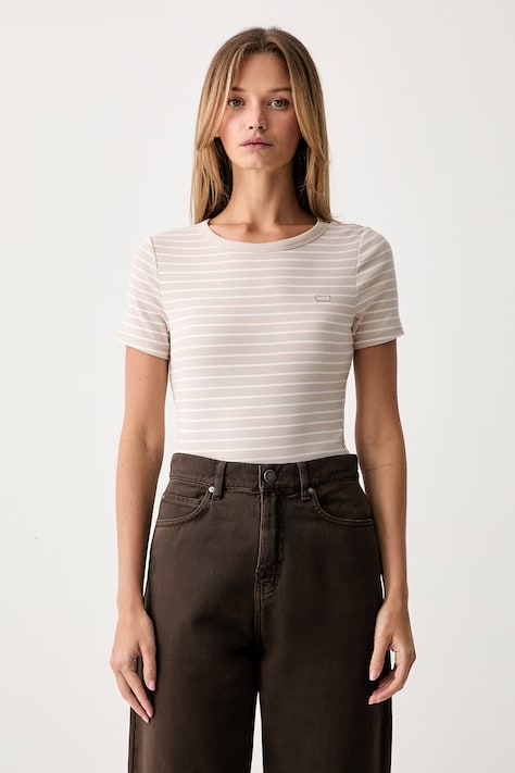 Levi's t-shirt γυναικείο βαμβακερό με ελαστάν HAYES μπεζ 001J3
