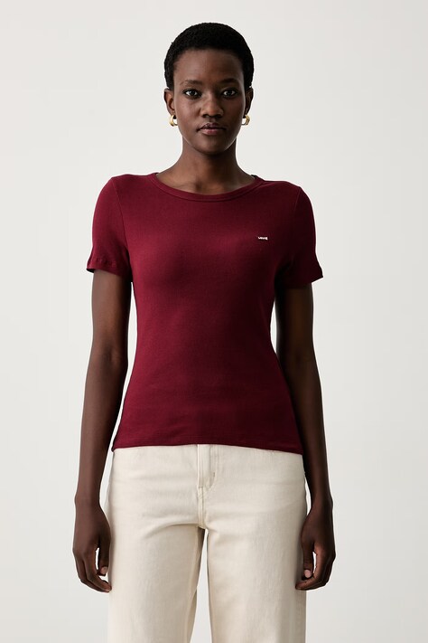 Levi's T-shirt damski bawełniany z elastanem HAYES czerwony 001J3