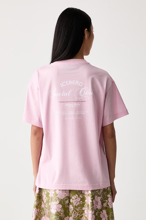 Iceberg T-shirt damski bawełniany różowy FR05 6326