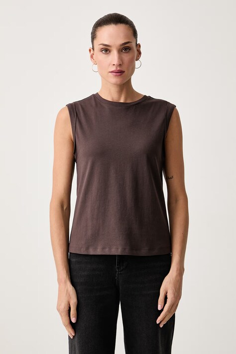 United Colors of Benetton Top ženski bombažen rjav 38YTD10DA