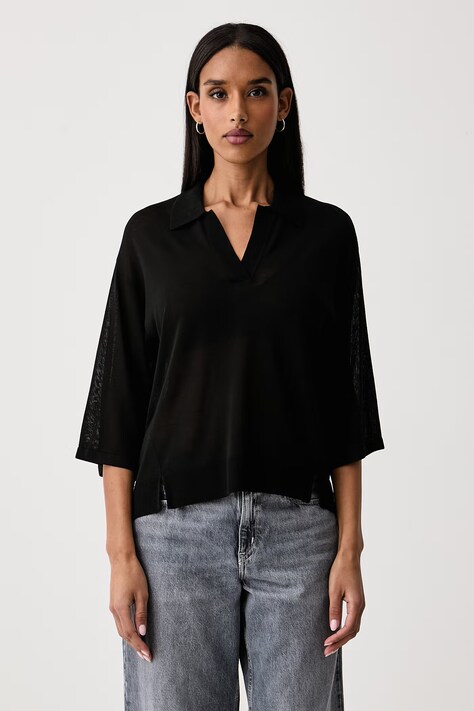 United Colors of Benetton Camicetta da donna con viscosa nera liscia 13I8D301P