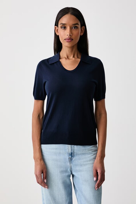 United Colors of Benetton Πόλο γυναικείο με lyocell σκούρο μπλε 1UPXD301U