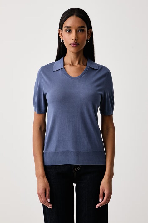 United Colors of Benetton Πόλο γυναικείο με lyocell μπλε 1UPXD301U