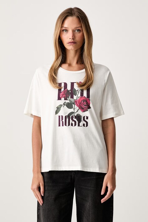Liu Jo T-shirt damski bawełniany beżowy TF6243 JS923