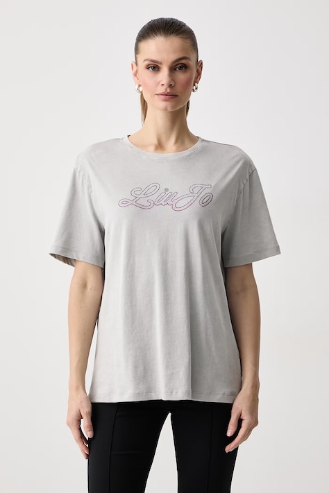 Liu Jo T-shirt damski bawełniany szary WF6437 JS923