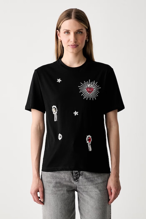 Liu Jo T-shirt damski bawełniany czarny WF6324 J0088