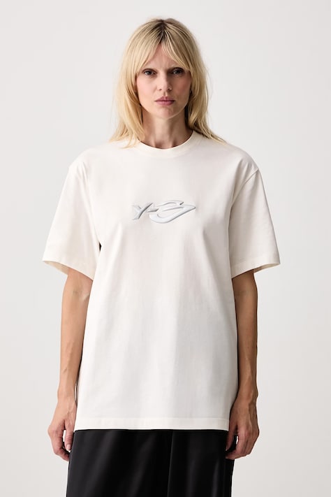 Y-3 LOGO LS TEE oversize majica kratkih rukava od pamuka za žene bež KW8184
