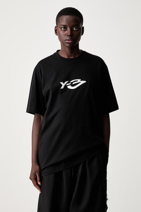 Y-3 LOGO LS TEE T-shirt bawełniany damski czarny KQ8579