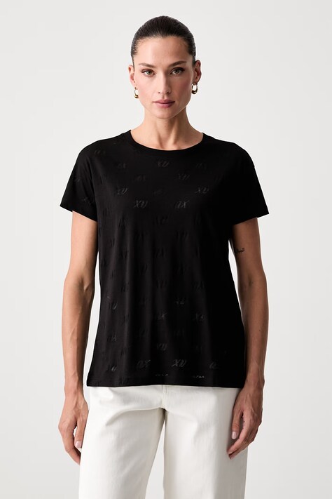 Armani Exchange T-shirt damski z bawełną czarny XW002770 AF10835