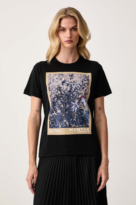 MUNTHE T-shirt damski bawełniany VURANUS czarny 263110126360