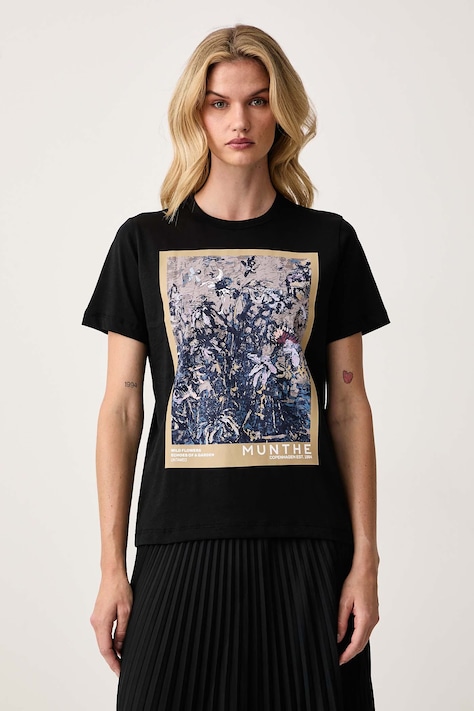 MUNTHE T-shirt damski bawełniany VURANUS czarny 263110126360