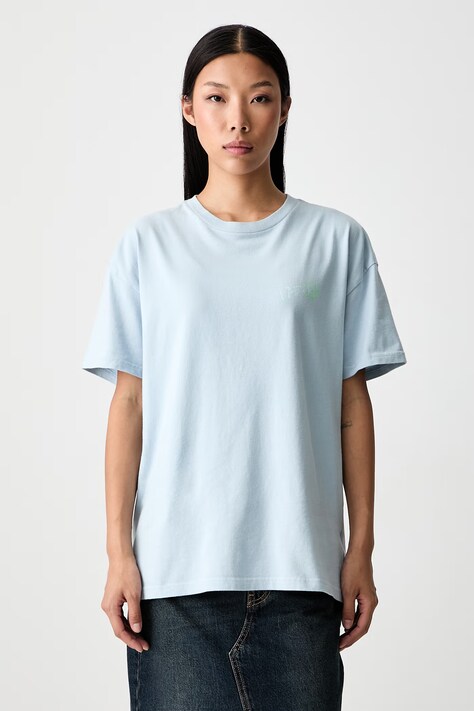 Vans T-shirt oversize damski bawełniany niebieski VN00109CH901