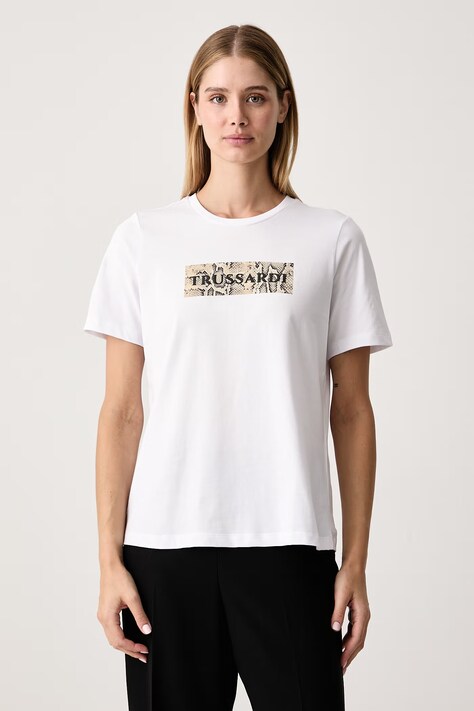 Trussardi T-shirt damski bawełniany biały G0256000319N