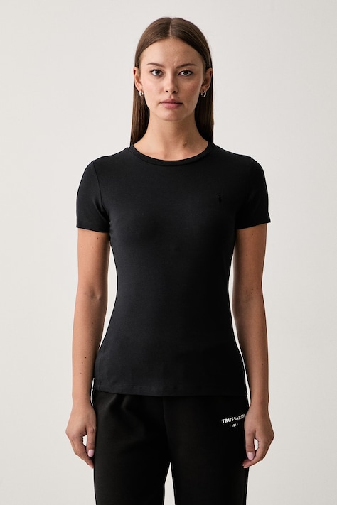 Trussardi tričko dámské s bavlnou černé G0266000325N