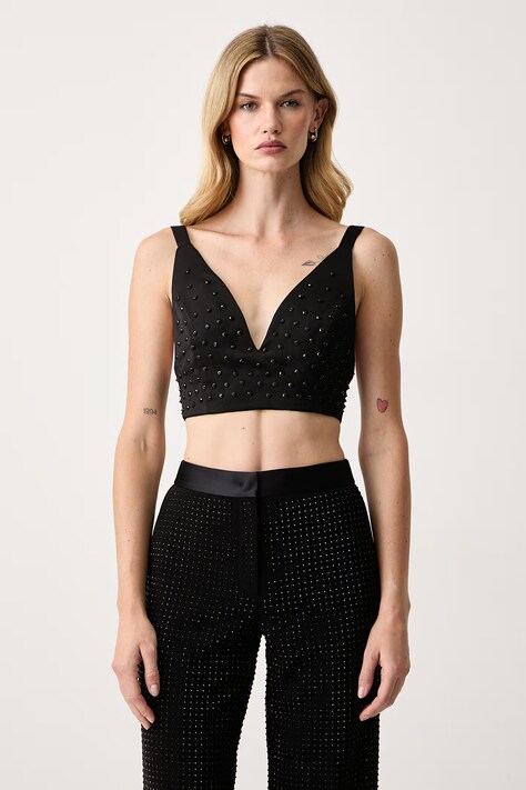 Trussardi Crop top damski czarny D006A000427N