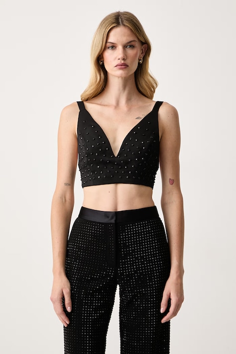 Trussardi Crop top damski czarny D006A000427N