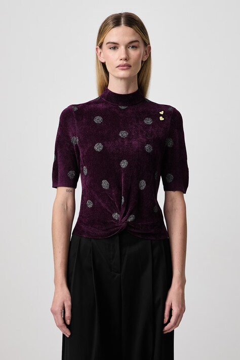 Fred Perry Bluzka damska z wiskozą fioletowa w kropki SK3100