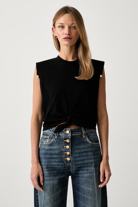 Elisabetta Franchi top damski bawełniany czarny MA00766E2