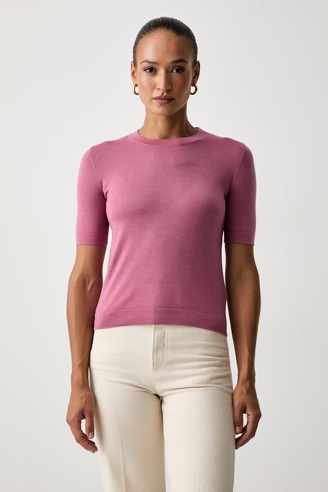 Weekend Max Mara T-shirt swetrowy damski z wełną WKDTAPIOCA różowy 2625366111600