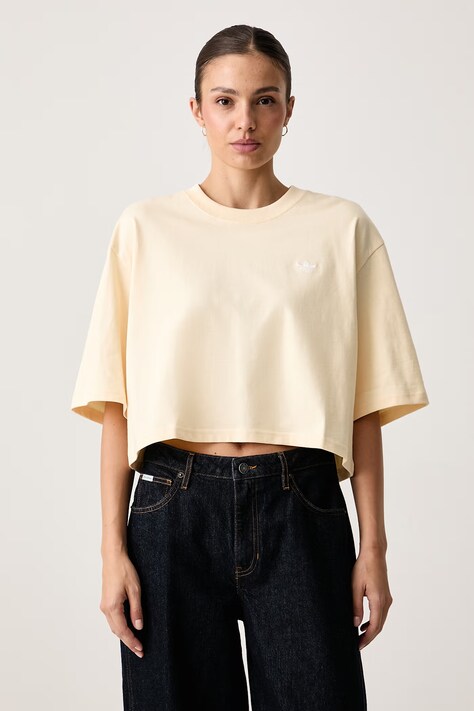 adidas Originals Crop top damski bawełniany Essentials żółty KR3594