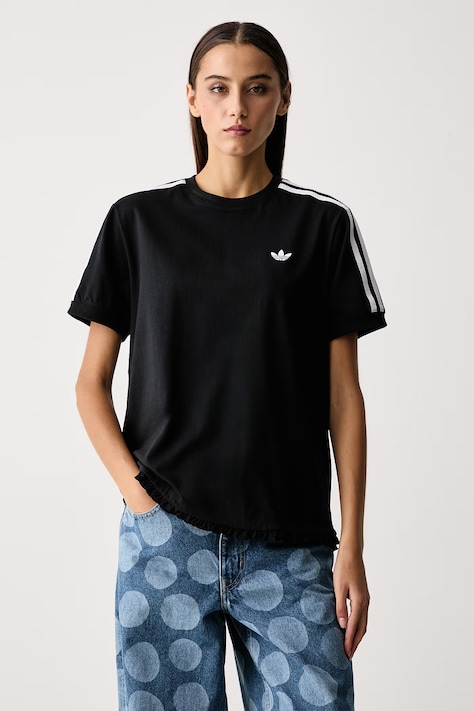 adidas Originals Tricou pentru femei cu bumbac Pleated negru LG4313