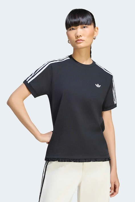 adidas Originals T-shirt damski z bawełną Pleated czarny LG4313