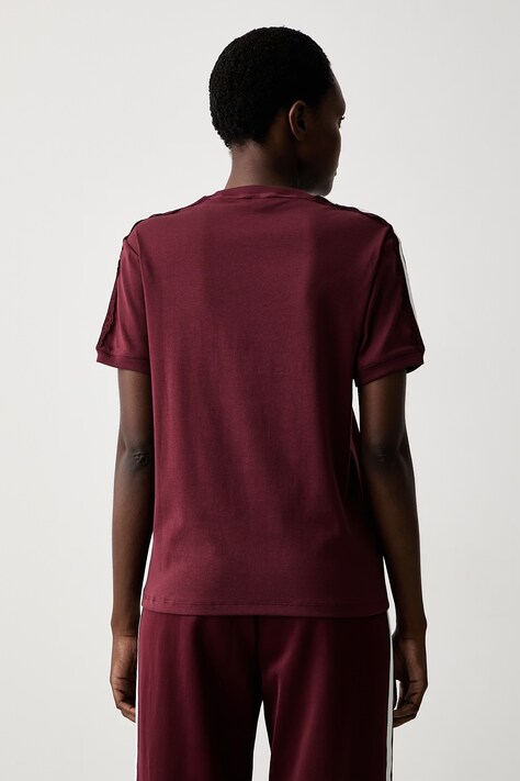 adidas Originals T-shirt damski bawełniany z elastanem Lace Injection bordowy LG4265