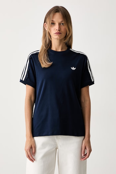 adidas Originals T-shirt damski bawełniany z elastanem Lace Injection granatowy LG4264