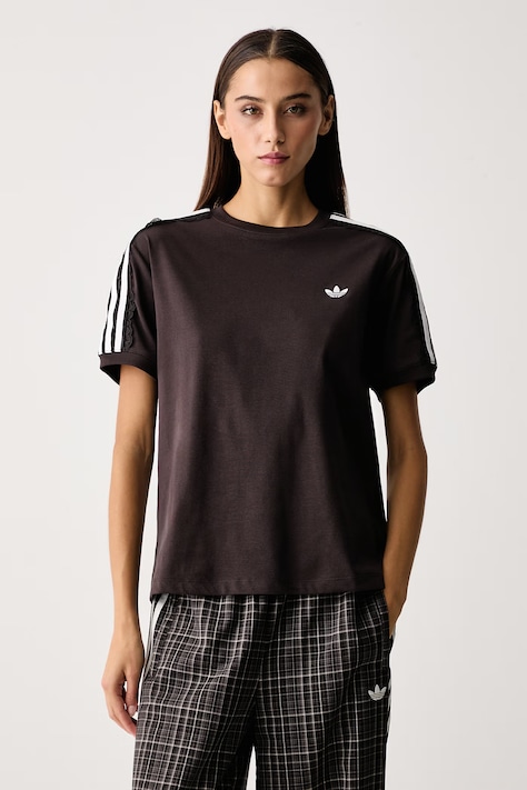 adidas Originals Tricou pentru femei din bumbac cu elastan Lace Injection maro LG4261