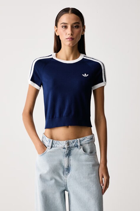 adidas Originals Tricou pentru femei cu vâscoză Knitted bleumarin KW2606