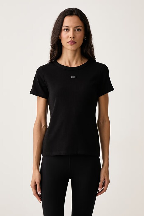 DKNY T-shirt lounge damski z bawełną czarny YI10125