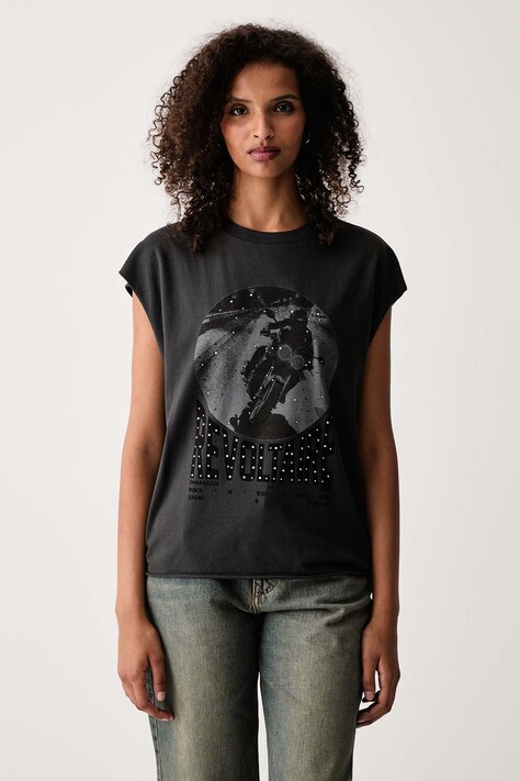 Zadig&Voltaire Τοπ γυναικείο βαμβακερό CLOE γκρί JWTT01295