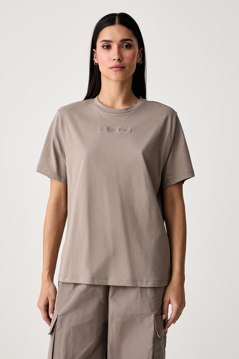 EA7 Emporio Armani T-shirt damski bawełniany brązowy AF12503.7W001430
