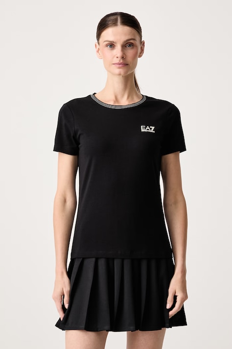 EA7 Emporio Armani T-shirt damski bawełniany z elastanem czarny AF14880.7W001324