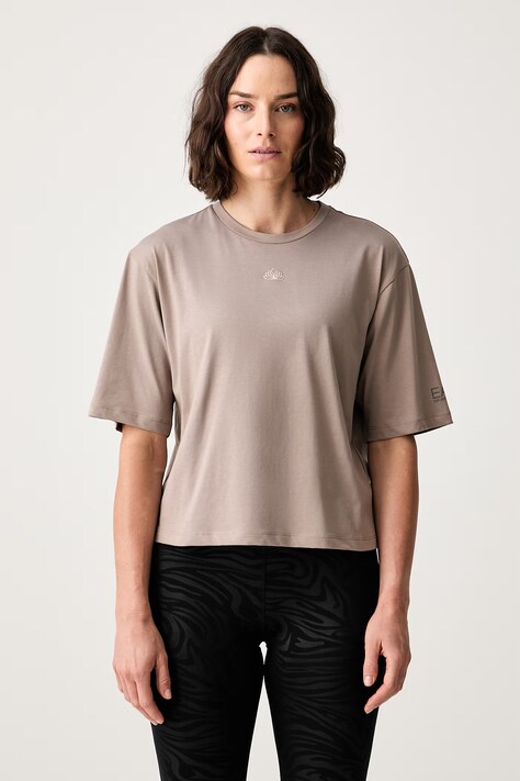 EA7 Emporio Armani T-shirt treningowy damski bawełniany brązowy AF21060.7W001345