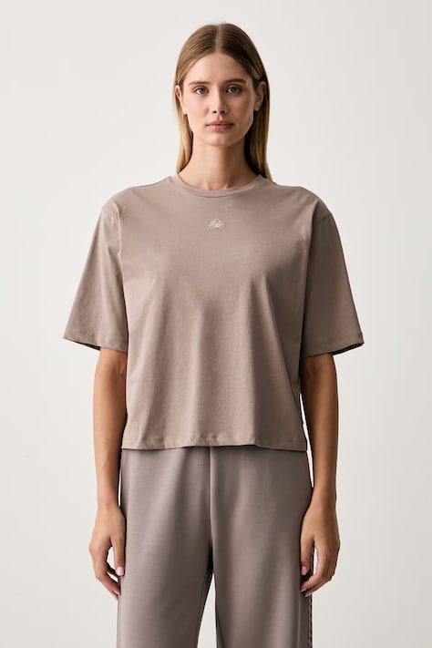 EA7 Emporio Armani T-shirt treningowy damski bawełniany brązowy AF21060.7W001345