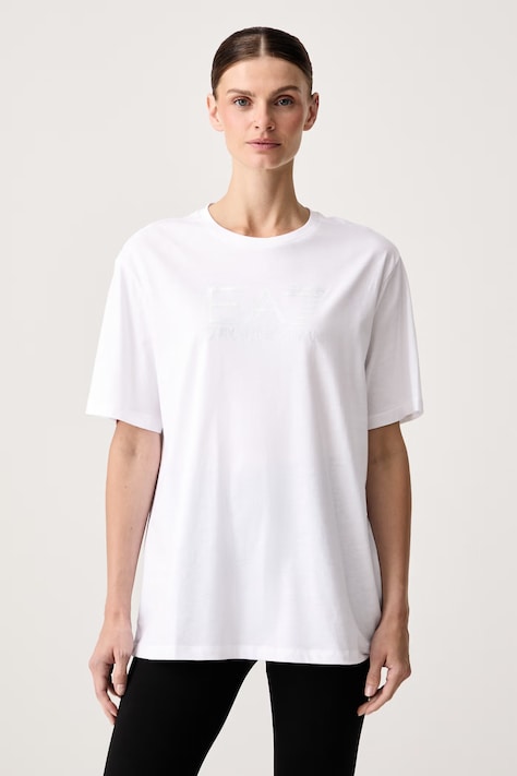 EA7 Emporio Armani T-shirt oversize damski bawełniany biały AF12503.7W001365