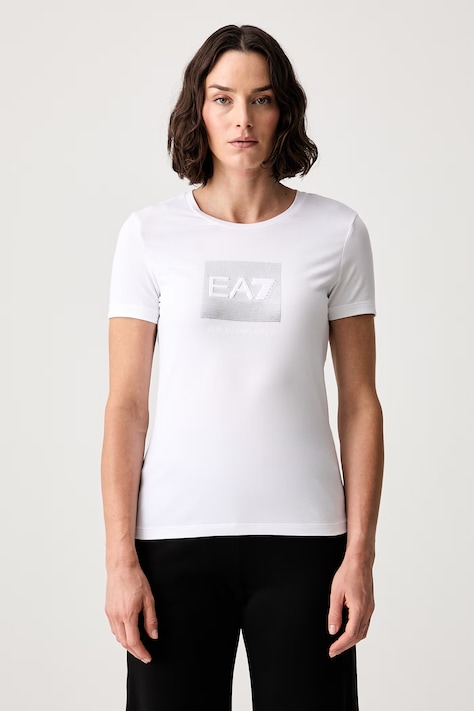 EA7 Emporio Armani T-shirt damski bawełniany z elastanem biały AF10373.7W001405