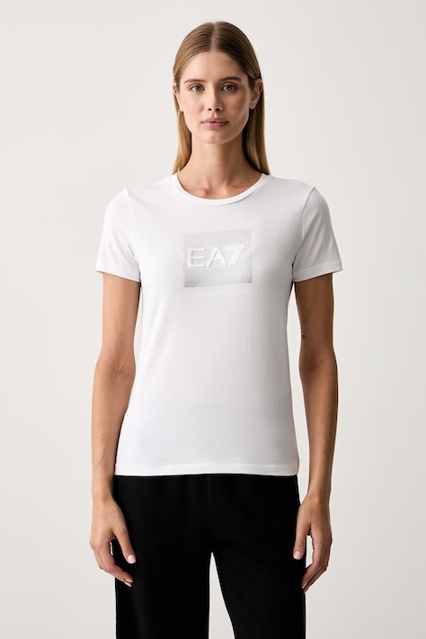 EA7 Emporio Armani tricou pentru femei din bumbac cu elastan alb AF10373.7W001405